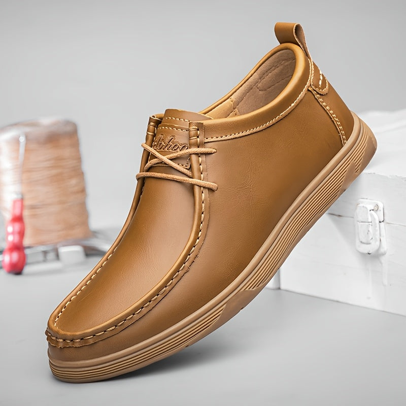 Zapatillas casuales para hombre marrón y negro, de caña baja, suela de goma, PU, cómodas para todas las estaciones