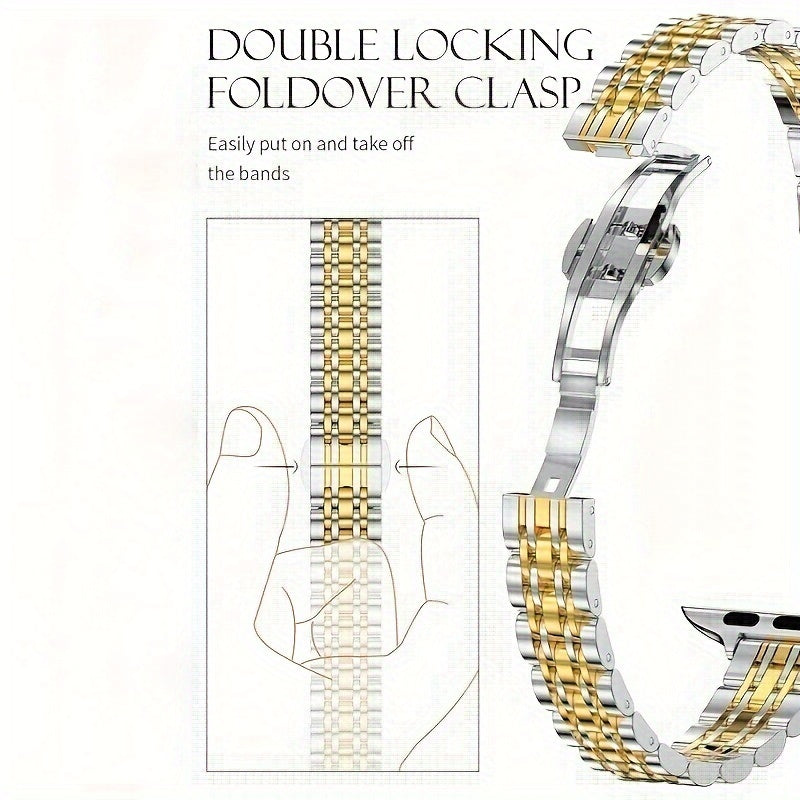 Ayollar uchun zamonaviy ingichka zanglamas po'latdan yasalgan almashtirish tasmasi, turli o'lchamdagi IWatch tasmalari va seriyalari bilan mos keladi, kumush rangda.