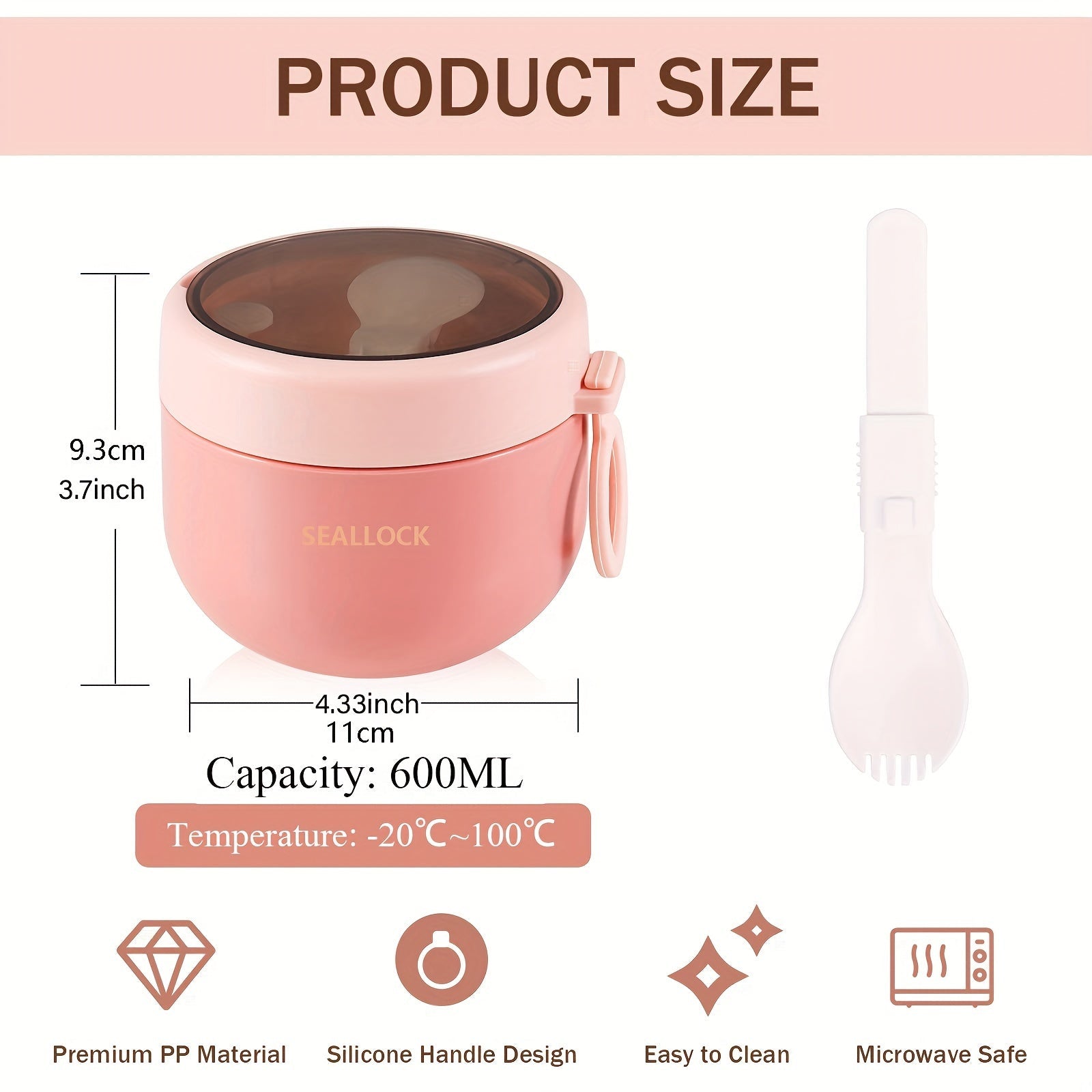 20oz Leak-Proof Plastic Oatmeal and Yogurt Storage Containers with Lids and Spoon