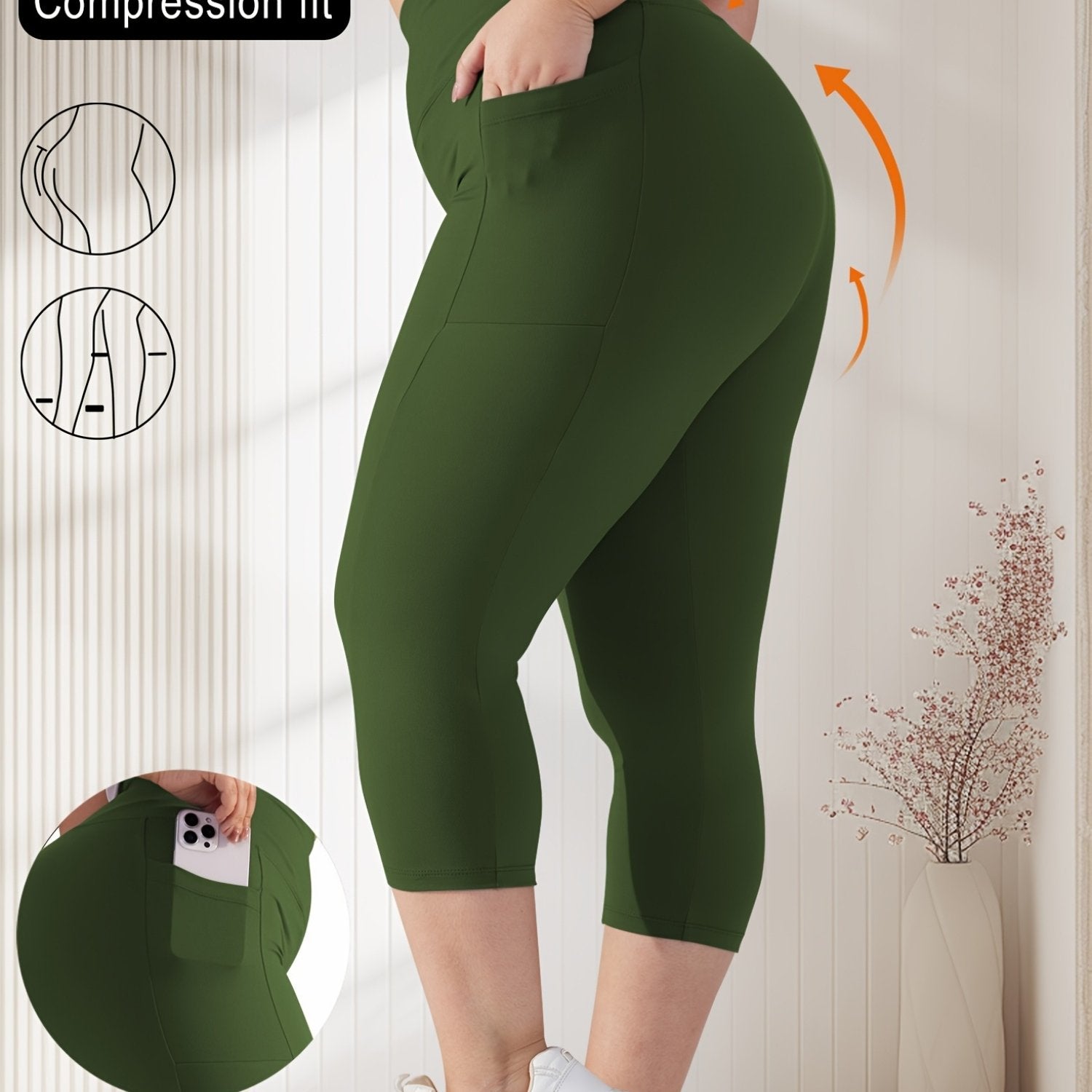 Plus Size Women's Skinny Capris Leggings Casual Crop Spring Summer