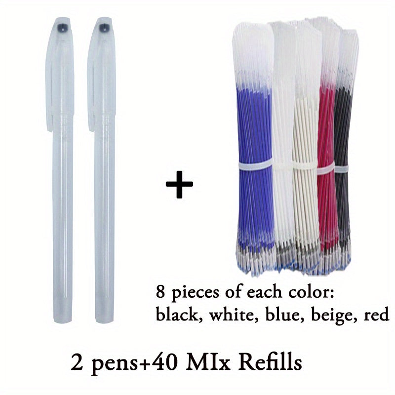 Set of 42 Heat Erasable Fabric Marking Pens in 5 Colors for Sewing and Quilting