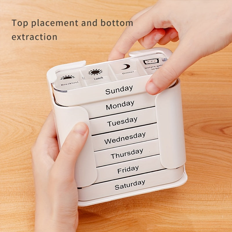 Large Capacity Pill Organizer for a Week with Daily Medication Compartments