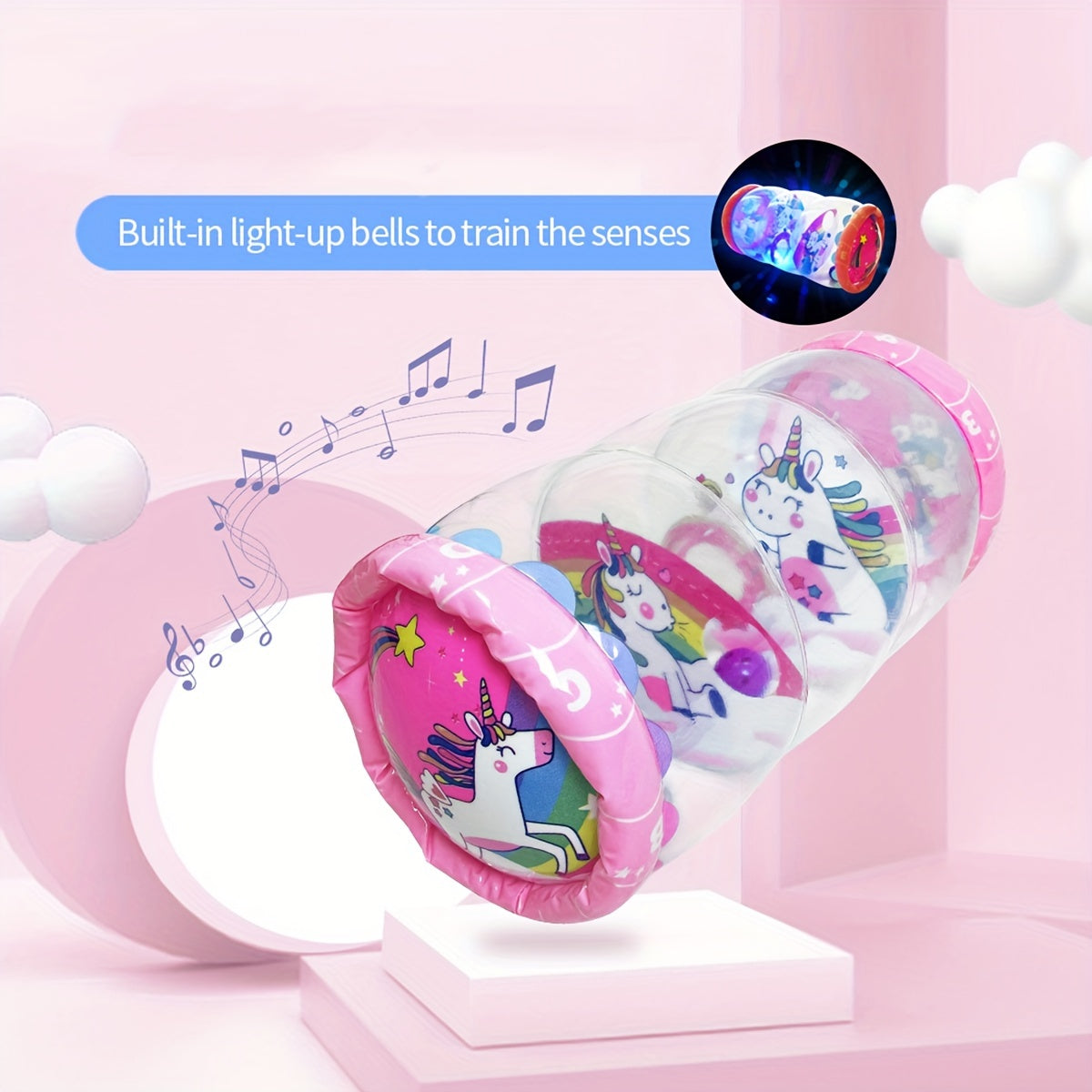 Multicolor PVC Glow Crawling Toy for Kids with Rattle and Ball for Early Development