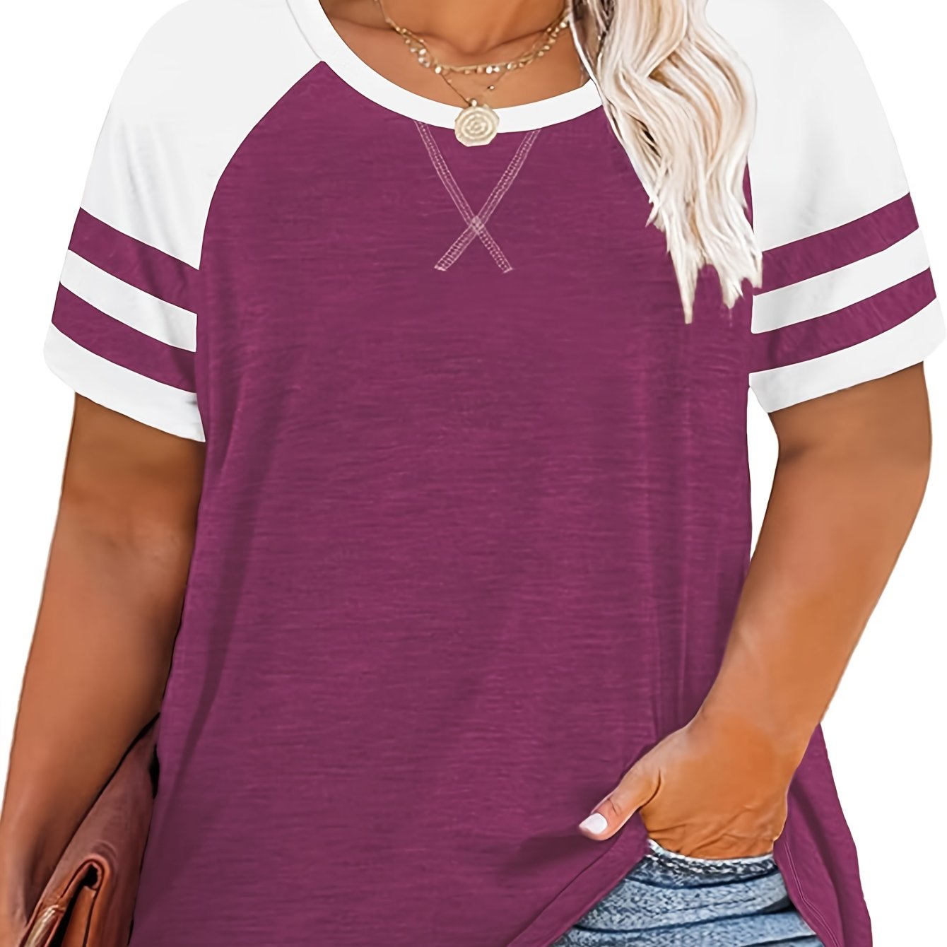 Plus-Size Women Casual Summer Sleeveless Top Light Pink White Stripes