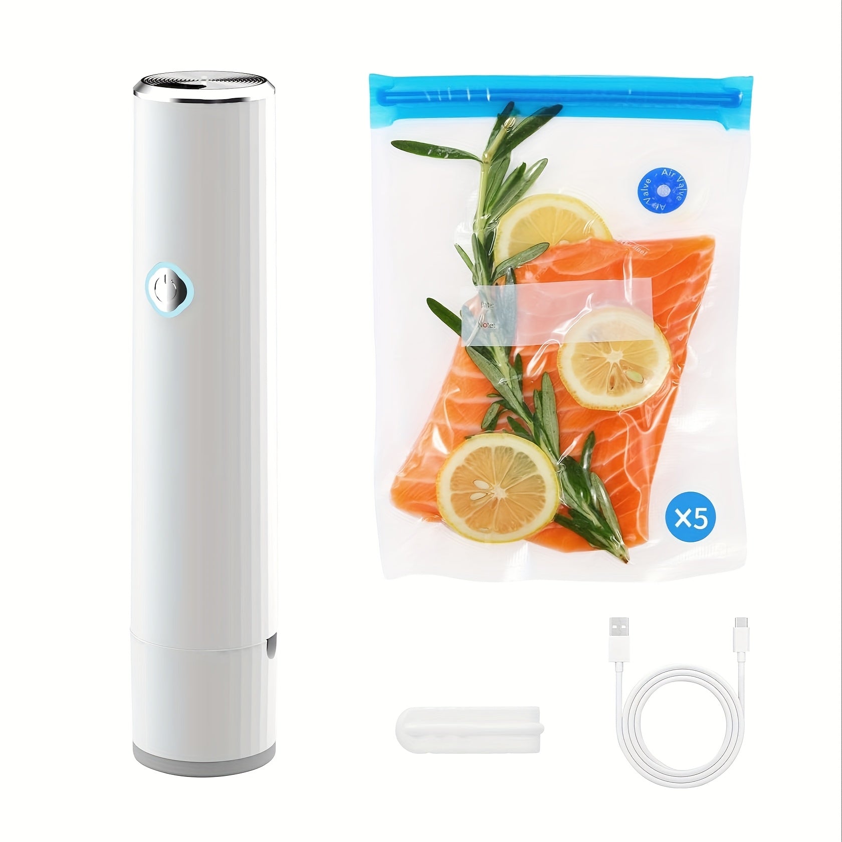 12та қайта ишлатилиши мумкин бўлган сумкалар билан кичик вакуумли герметиклаштирувчи, саёҳат учун стейк пакетлаш ва музлатиш