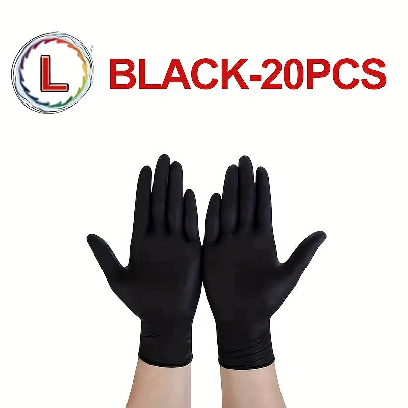 Black Disposable Nitrile Gloves Pack of 100, 50, or 20 for Cleaning, Tattooing, Hair, Pet Care