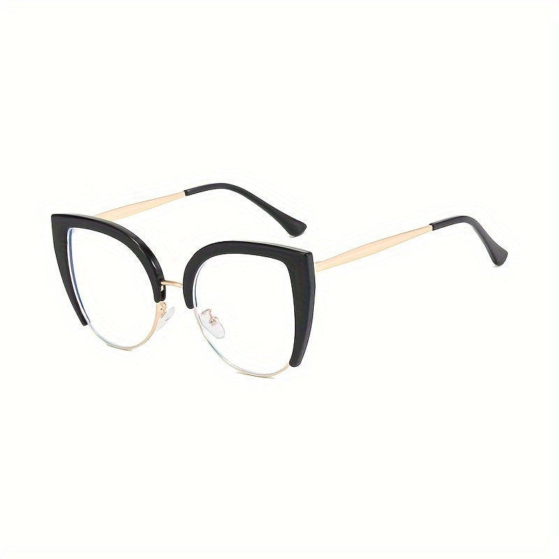Gafas de ojo de gato para mujer con lentes transparentes, protección contra luz azul, montura de PC