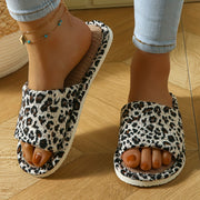 Zapatillas de lino con estampado de leopardo para mujer con suela de EVA antideslizante para todas las estaciones
