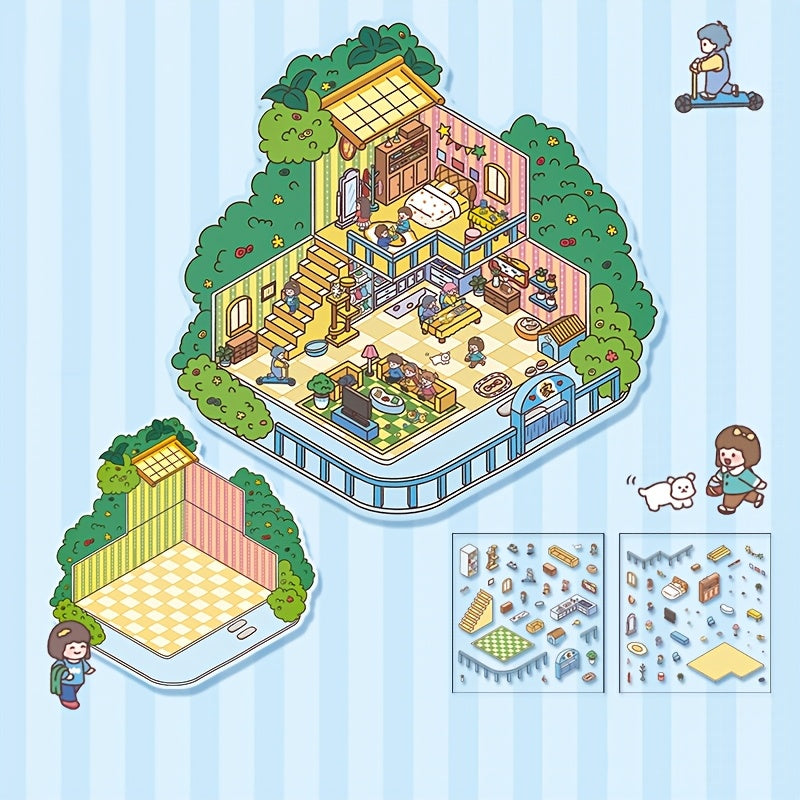 3D Наклейки для ландшафта хранения для миниатюрных сцен Маленький дом Журналинг DIY Облегчение стресса