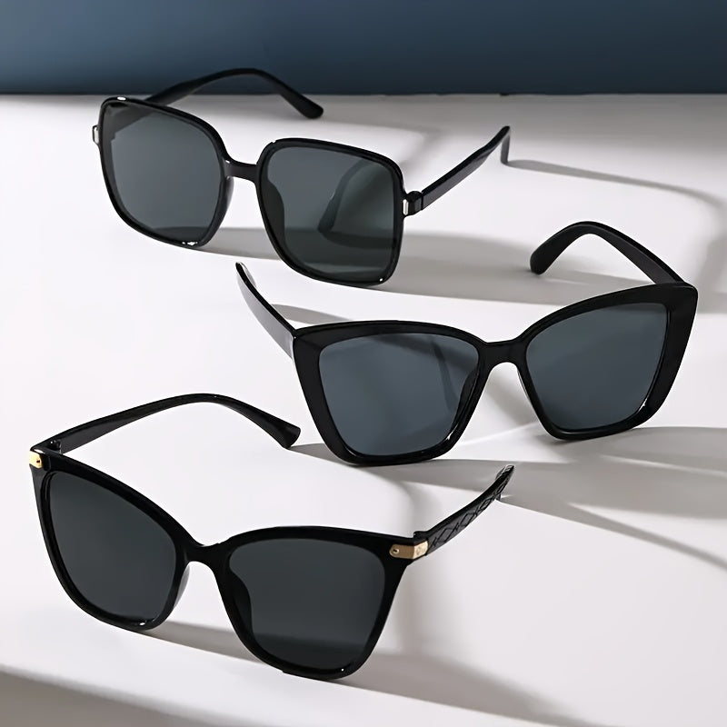 Women's Black Decorative Glasses Set Polycarbonate Frame Y2K Fashion