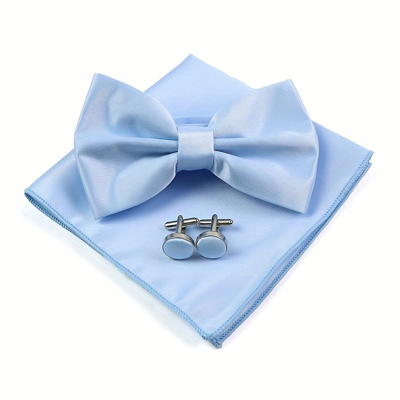 Мужской набор аксессуаров: квадратный шарф, бабочка, запонки, свадебный подарок