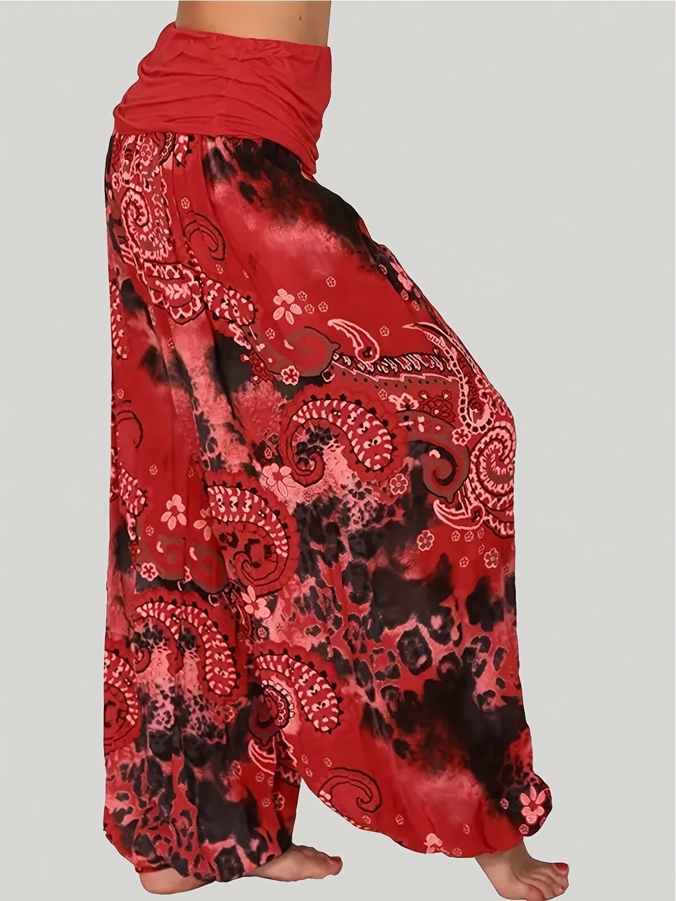 Women Plus Size Bohemian Digital Printed Harem Pants Loose Vintage All Seasons