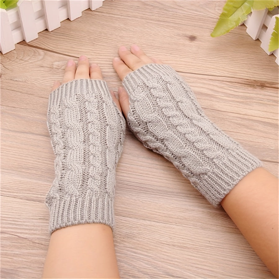 Unisex Acrylic Fingerless Arm Warmers for Casual Wear Touchscreen Compatible