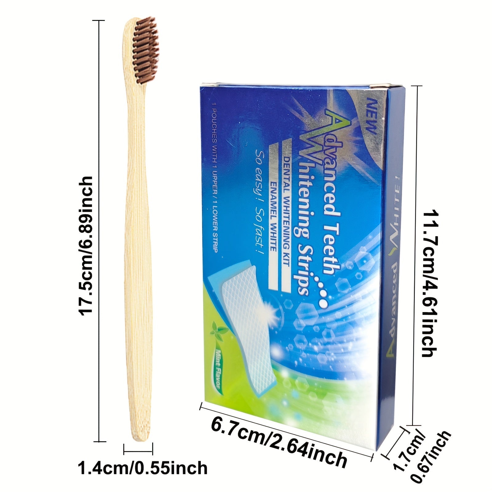 Mint Teeth Whitening Strips 7/14/21/28 Sets with Toothbrush for Daily Travel