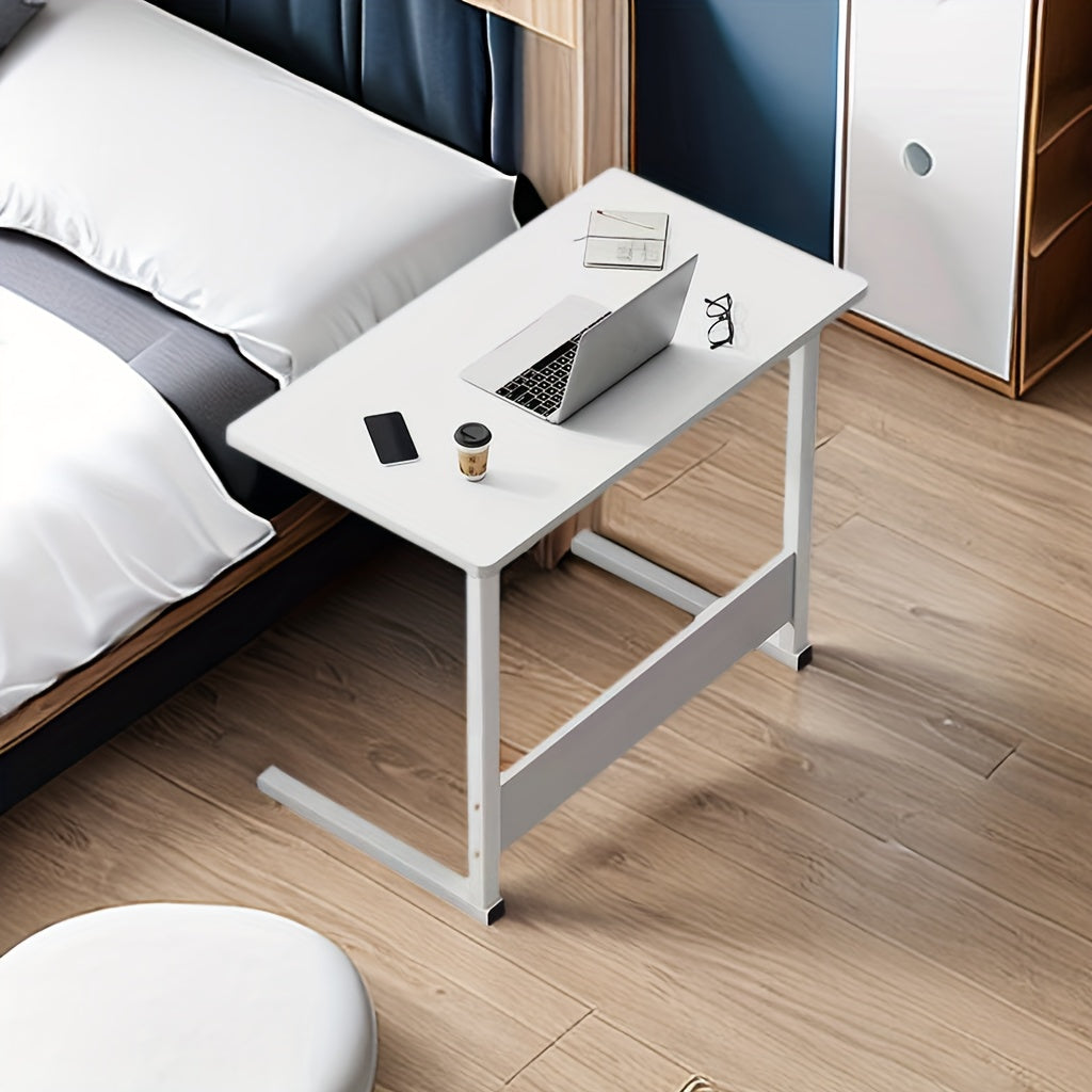 White Wooden Laptop Desk Stand, Compact and Durable Table for Home Office