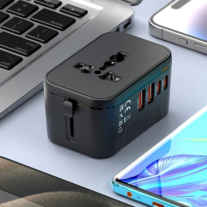 Adaptador de viaje universal con carga rápida GaN compacto y duradero, compatibilidad mundial 85V-265V