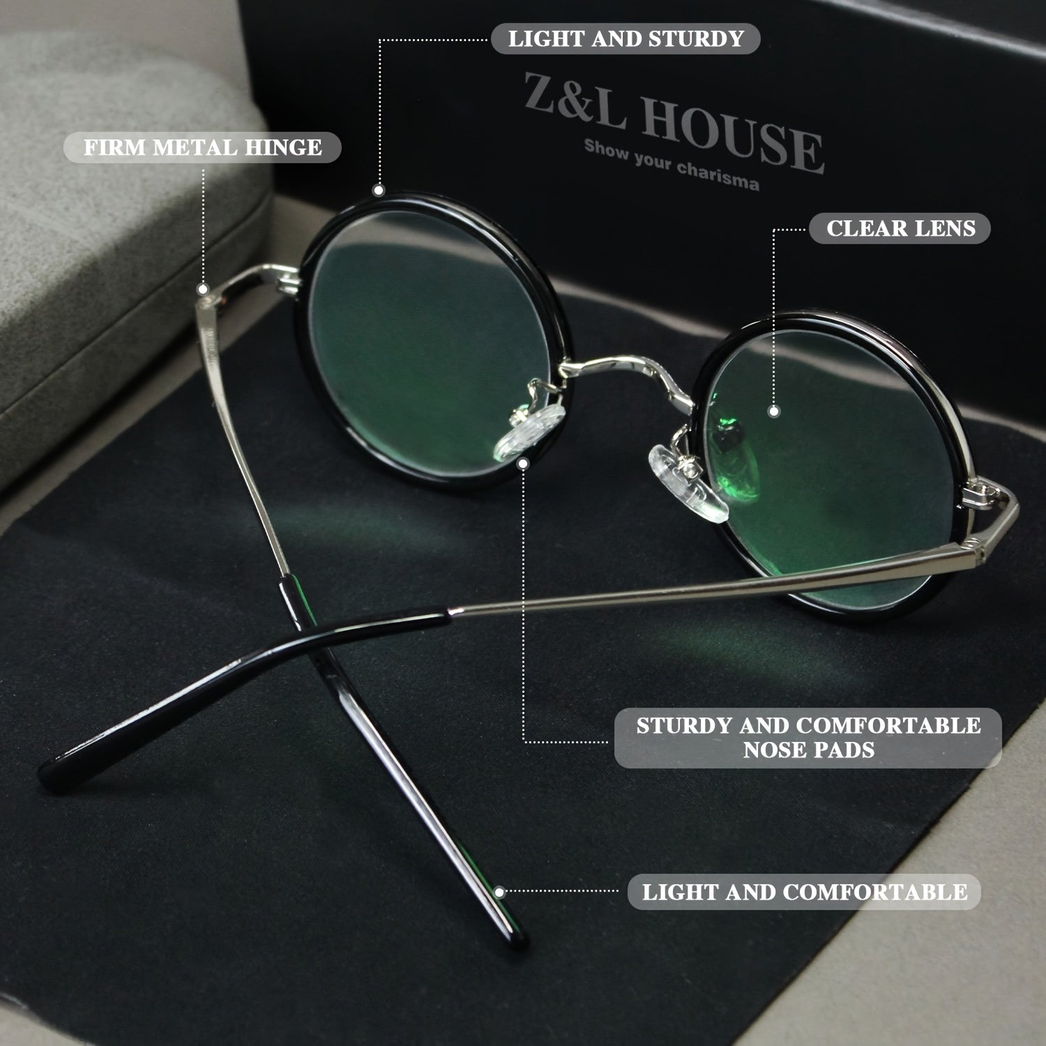 Премиальные очки для чтения классической круглой винтажной формы с высокоразрешающими линзами и чехлом