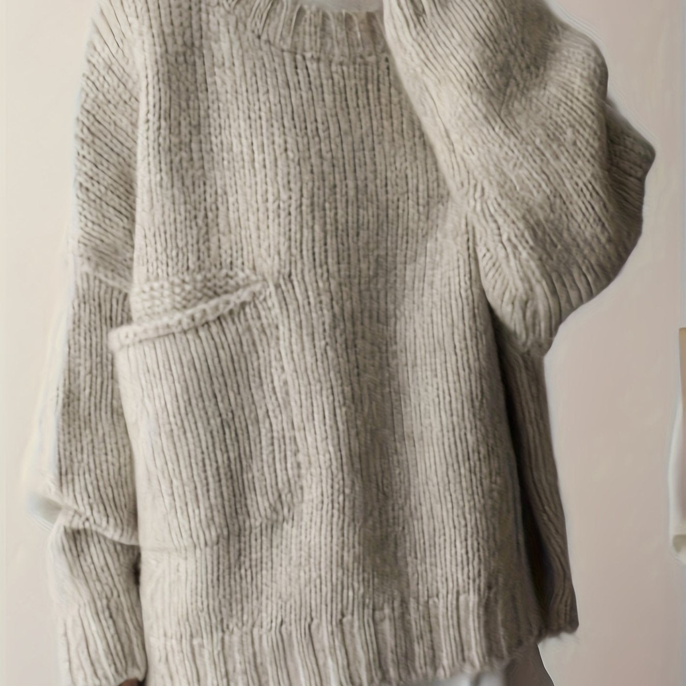 Women's Plus Size Knit Sweater with Pockets Long Sleeve Fall Winter