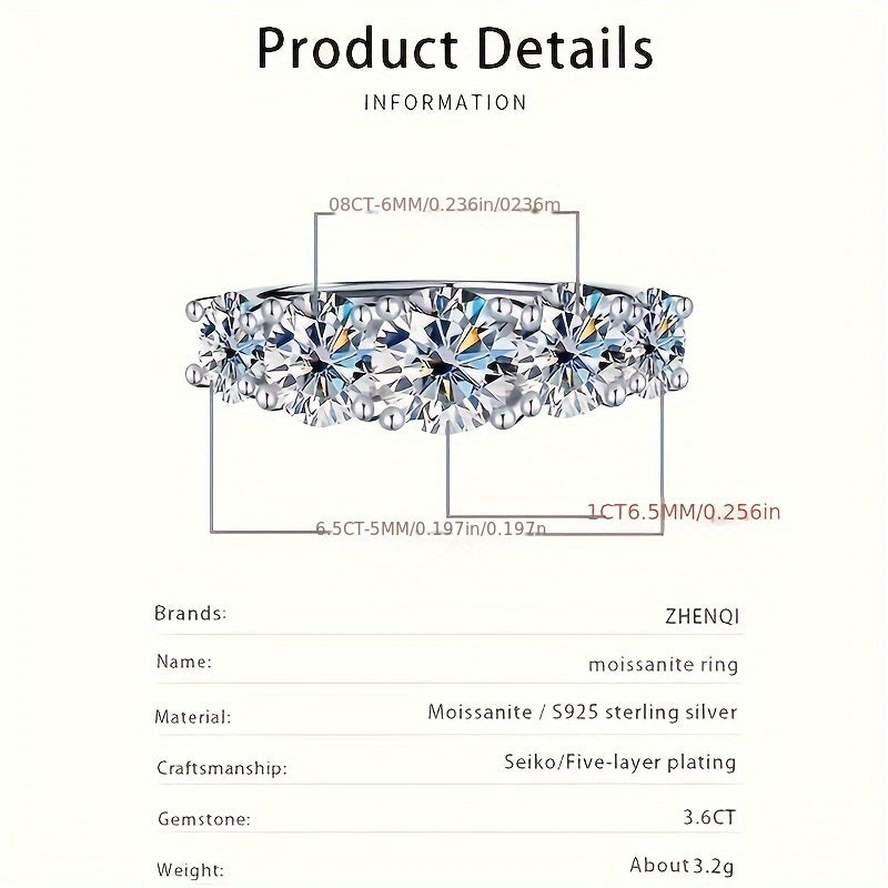 Zarif 3.6ct Moissanite To'y Halqasi - Ajoyib 18K Oltin Qoplangan 925 Sterling Kumush Zargarlik Ayollar Uchun, Har Kunlik Kiymak Va Maxsus Tadbirlar Uchun Ideal