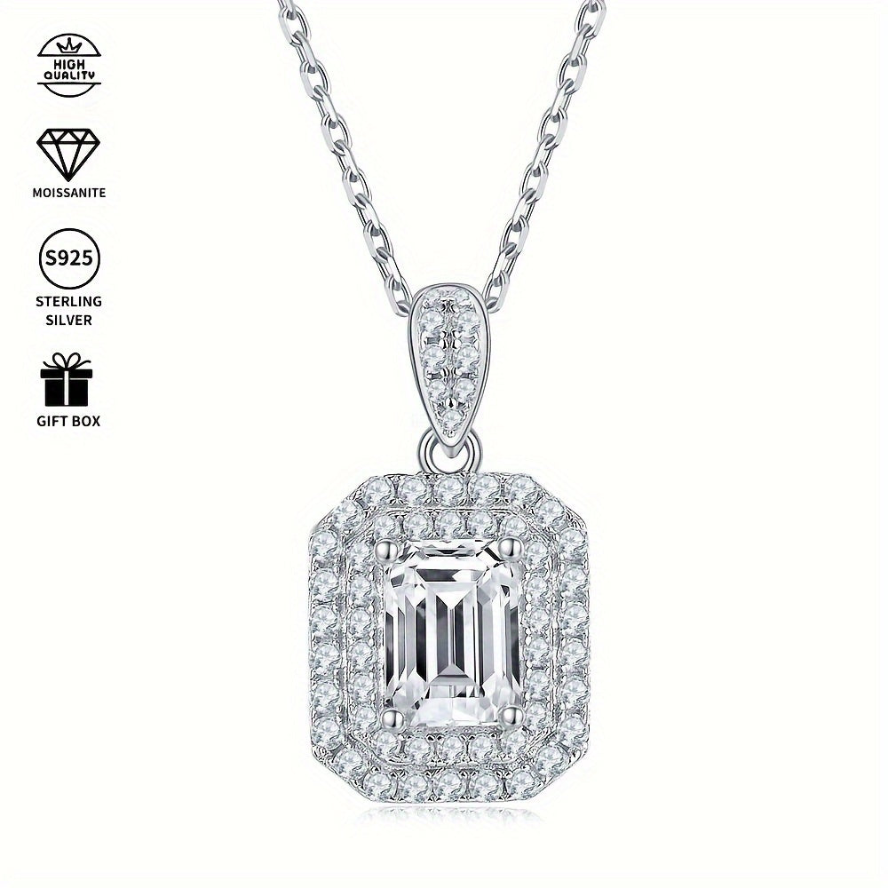 Moissanite Jewelry Set Necklace and Earrings S925 Silver Inlay 1.0ct Pendant