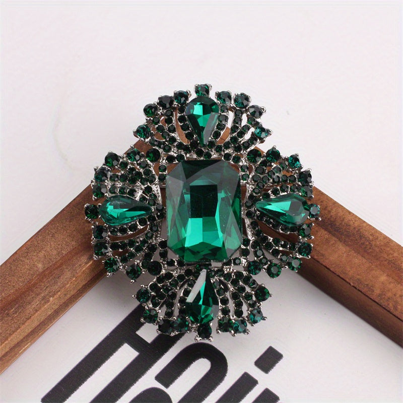 Green Enamel Rhinestone Irregular Shape Brooch for Ladies Suit Coat Corsage