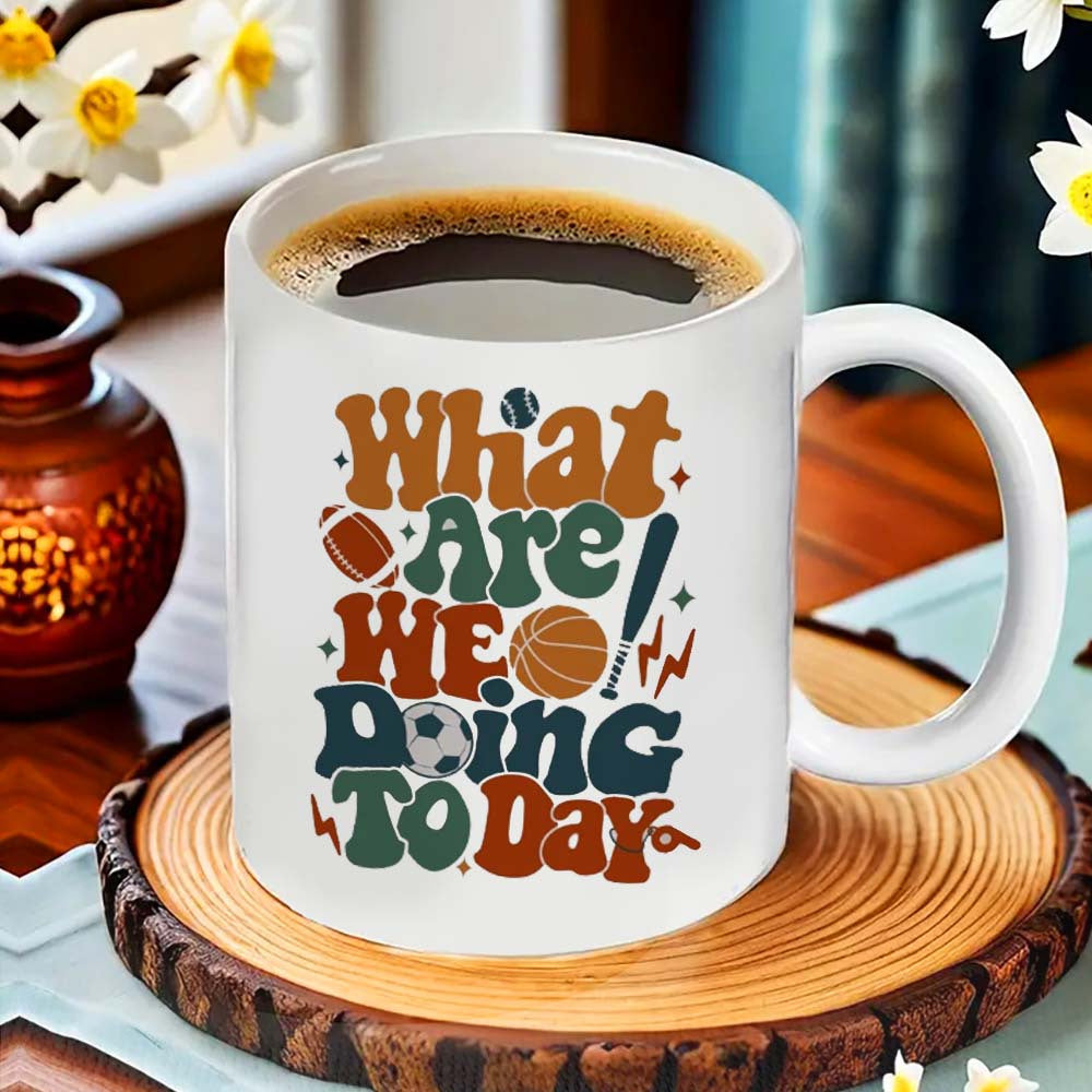 Basketball Text Ceramic Coffee Mug for Sports Fans Office Camping Dining