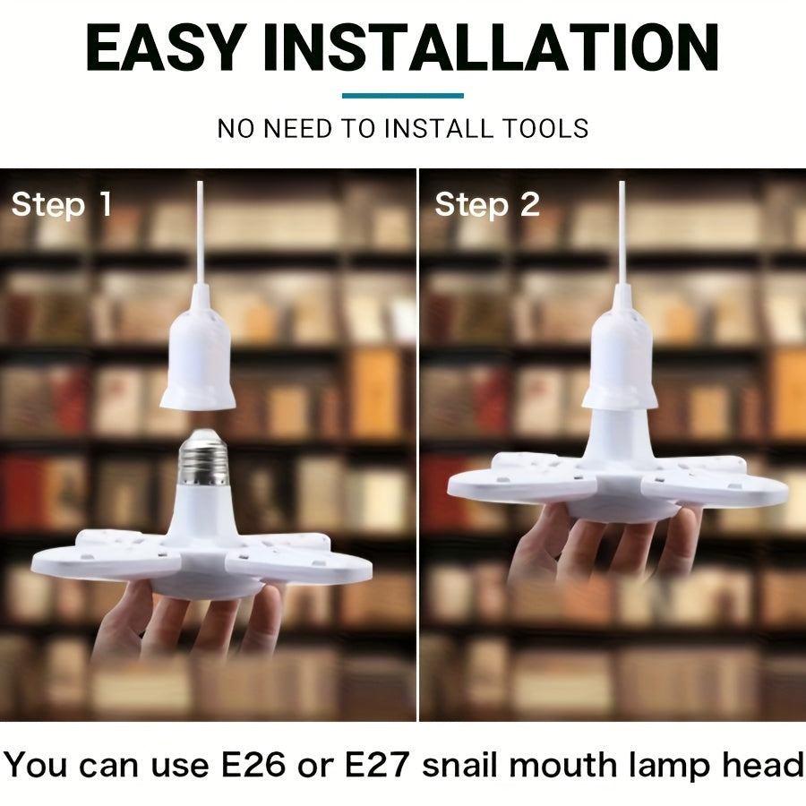 Compact LED Pendant Light 28W Foldable Adjustable Indoor Garage Lighting