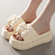 Ayollar EVA slayd sandallari yozgi ochiq barmoqli, lenta bilan, qalin tagli, yopishqoqsiz, qora