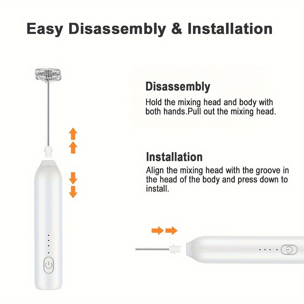 Portable Electric Milk Frother Mixer Rechargeable Stainless Steel Whisks