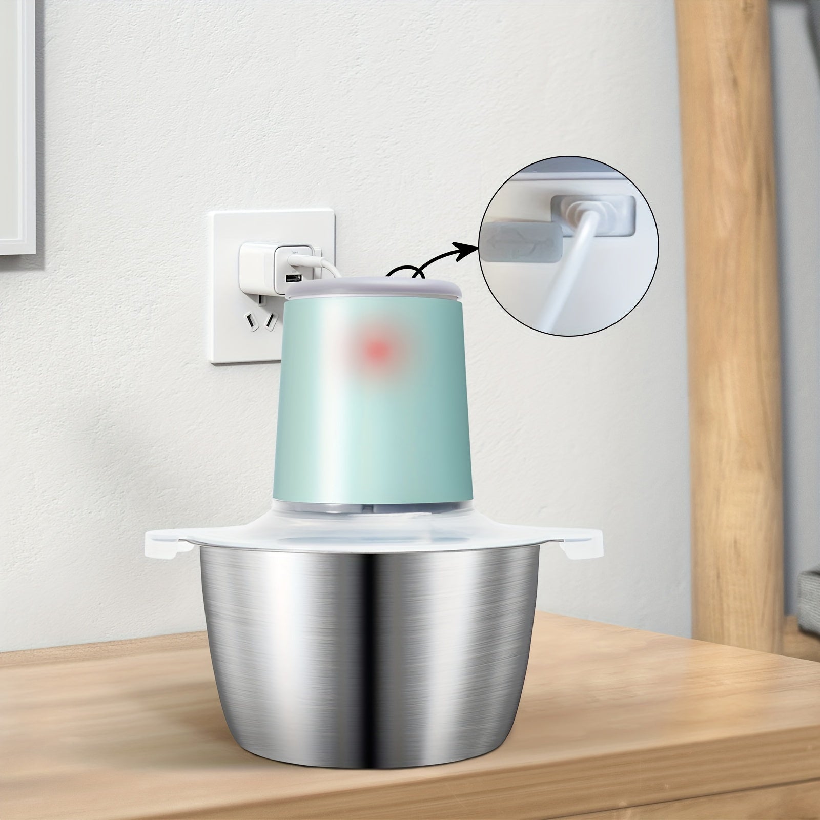 Электрическая мясорубка из нержавеющей стали с 4 лезвиями, USB зарядка, для мяса, овощей, фруктов и орехов.