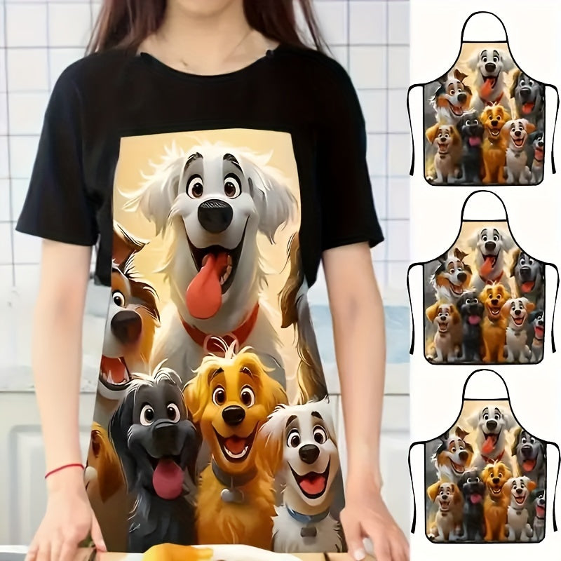 Dog Lover Apron with Cartoon Design for Cooking and Cleaning Gift