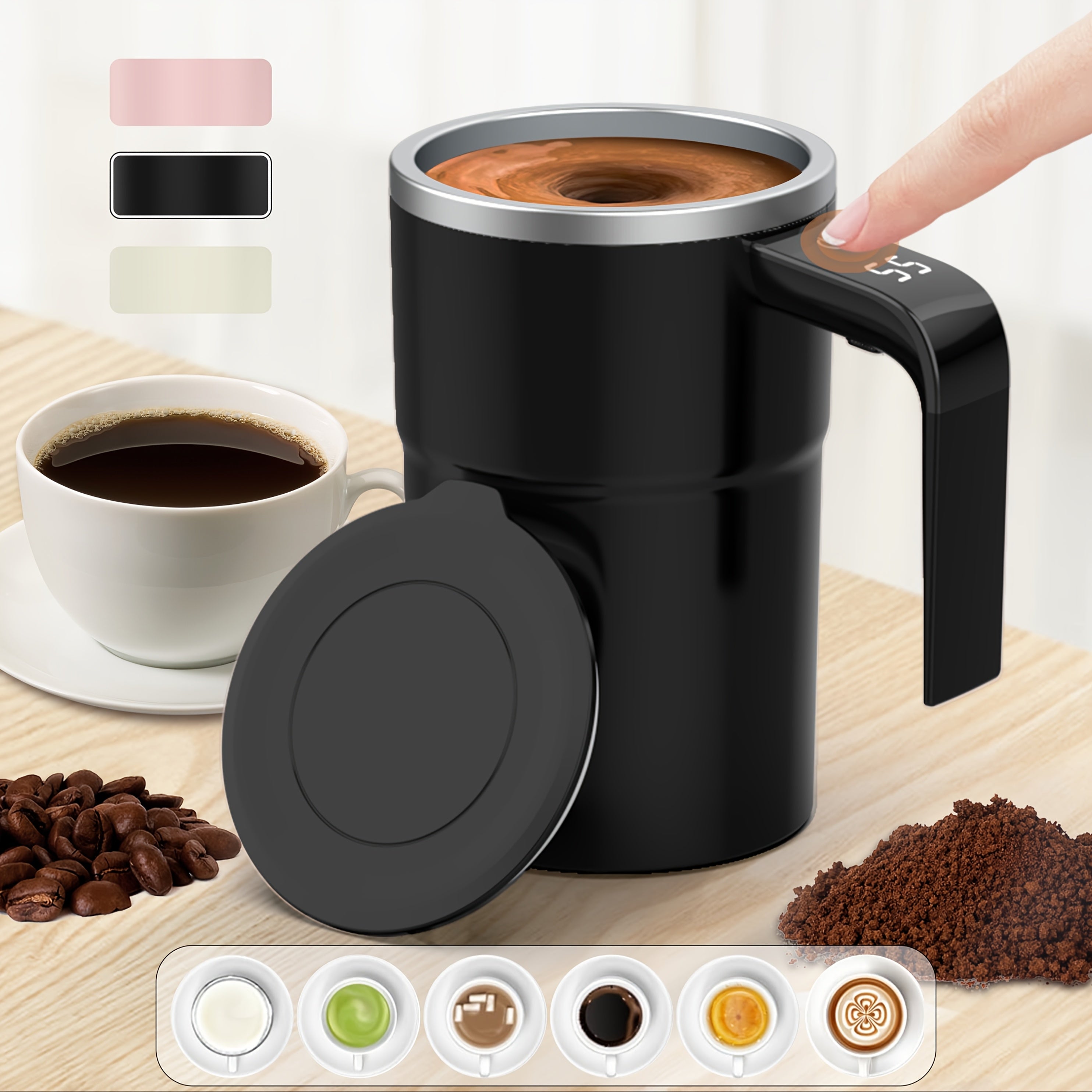 Self Stirring Coffee Mug 12oz LED Display Rechargeable Automatic Mixer