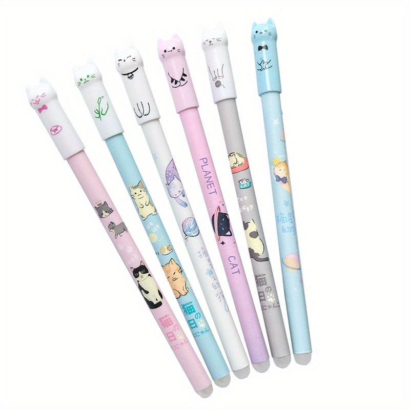 Set of 6 Erasable Gel Pens with 50 Refills and Erasers Blue Ink Office Supplies