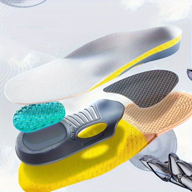 Unisex sport gel insoles nafas oladigan shokni yutadigan qalin EVA TPE sariq kulrang