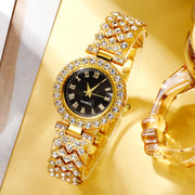 Women’s Luxury Rhinestone Quartz Watch Set with Jewelry Gift Box for Mom or Her