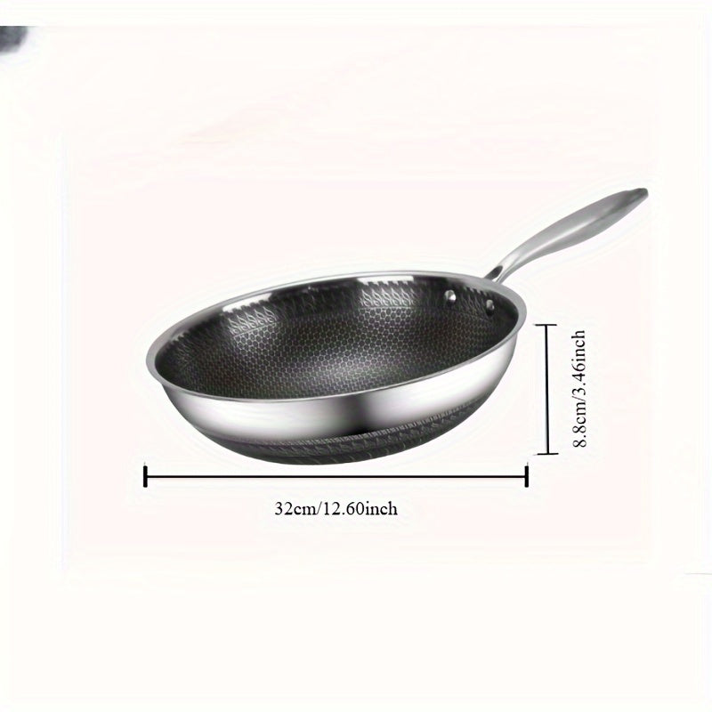 Stainless Steel Wok 34cm with Lid for Induction, Ceramic, Halogen Stoves