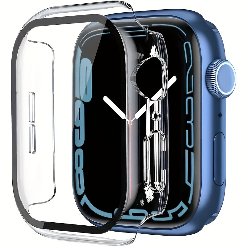 Hard PC Case with Tempered Glass Screen Protector for Apple Watch Series Ultra/10/9/8/7/6/5/4/SE Slim Clear Scratch-Resistant