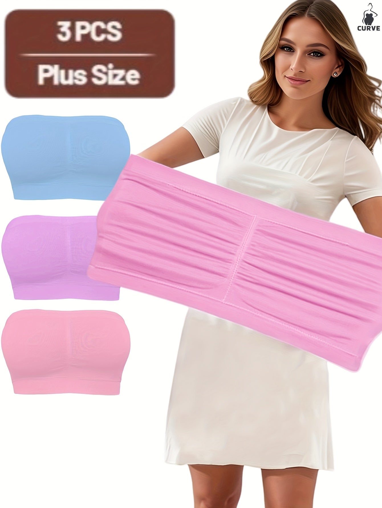 Women Seamless Sports Bras 3 Pack Breathable No-Pad Light Blue Pink Purple