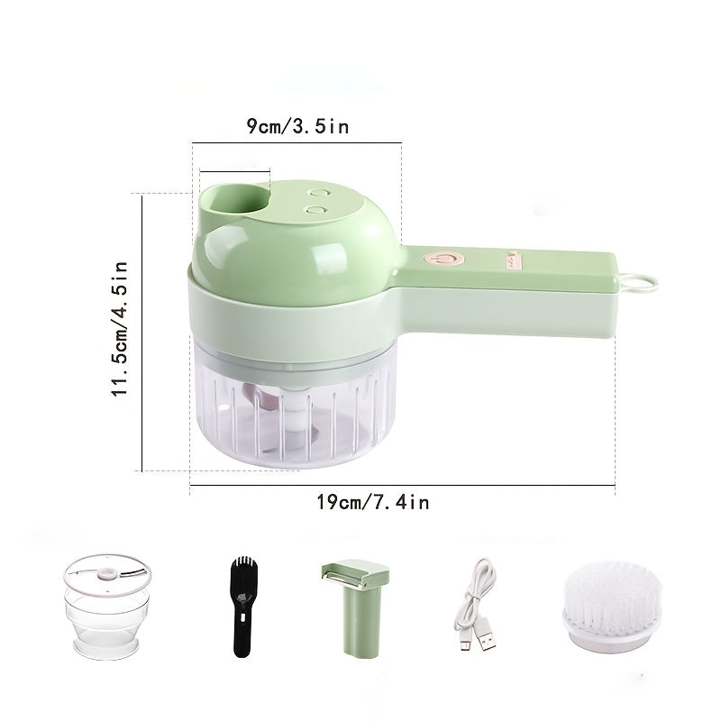 4-in-1 qoʻl bilan ishlovchi elektr oziq-ovqat kesgich toʻplami mevalar, sabzavotlar, goʻshtlar uchun