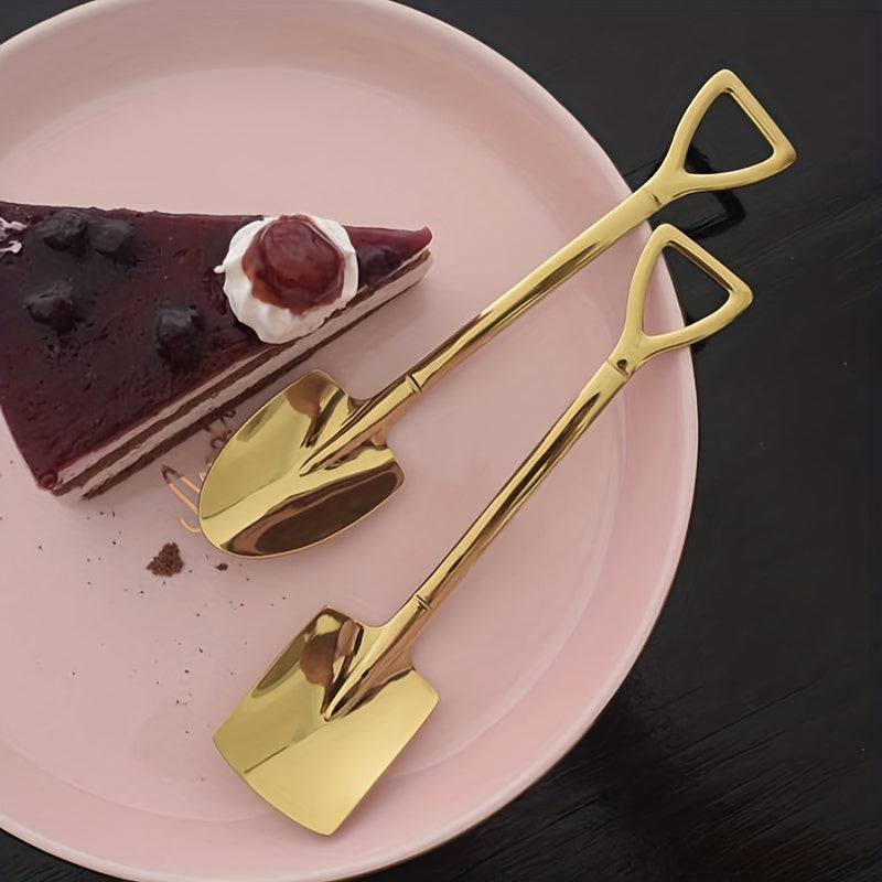 Stainless Steel Dessert Spoon Set with Shovel Design for Home Restaurant Hotel