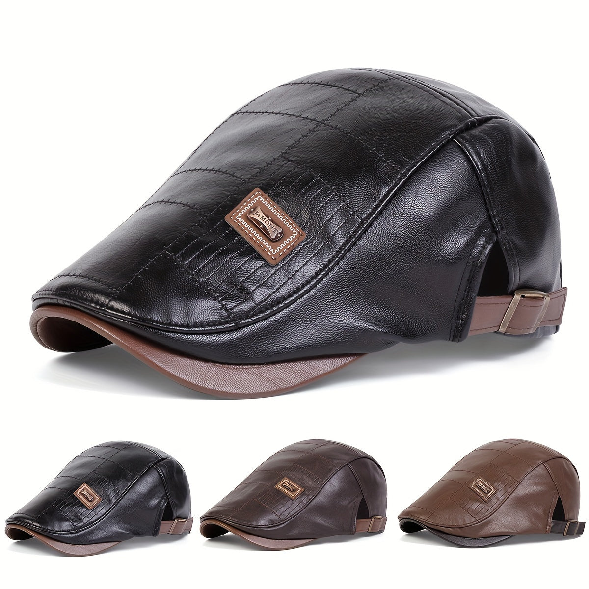 Men's PU Leather Beret for Autumn Winter Travel Casual Vintage Style