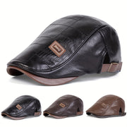Men's PU Leather Beret for Autumn Winter Travel Casual Vintage Style