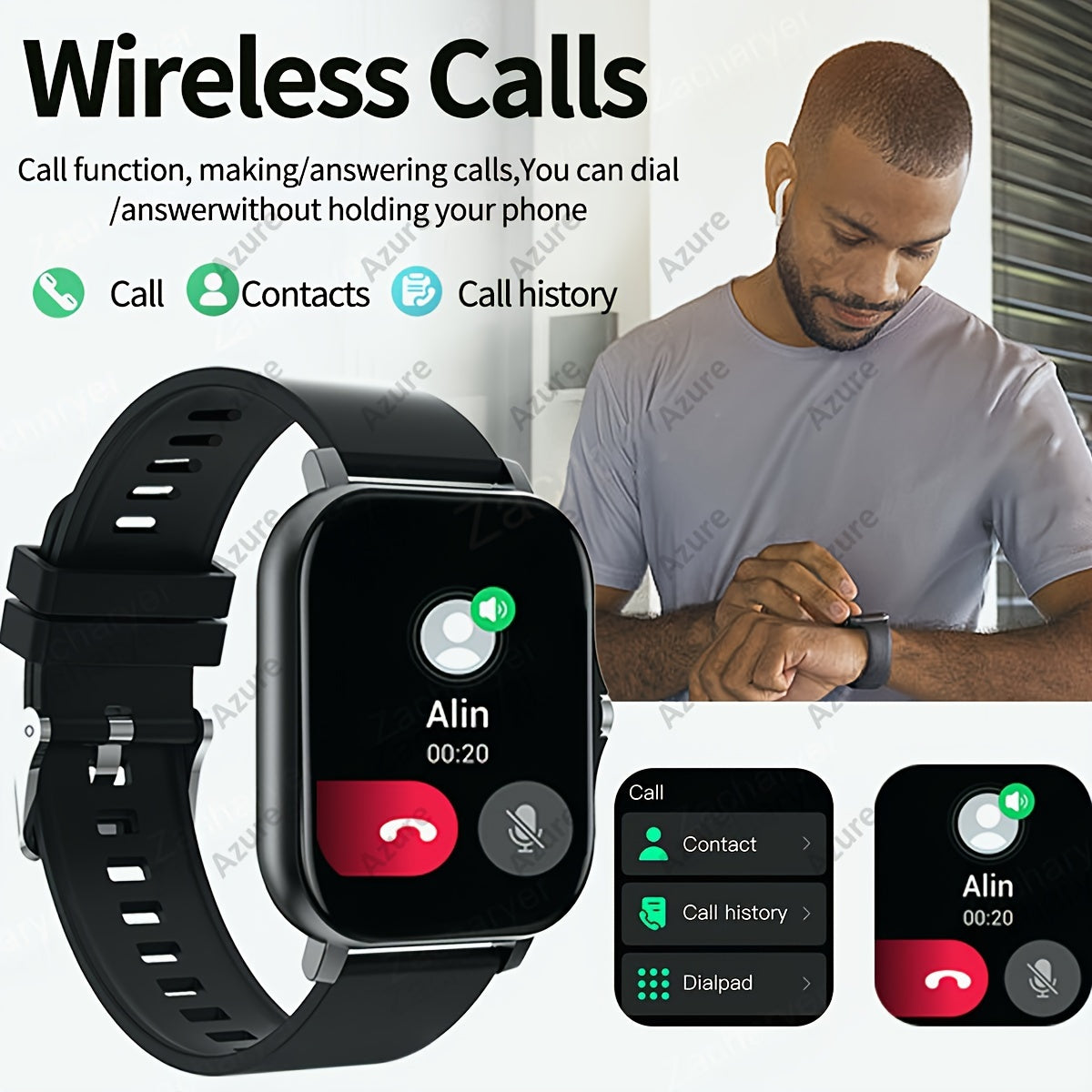 2024 Новый 1,83-дюймовый полноэкранный сенсорный спортивный смарт-часы для мужчин и женщин с беспроводными вызовами/напоминанием о сообщениях и несколькими спортивными режимами. Особенности включают возможность ответа на звонки/совершения звонков.