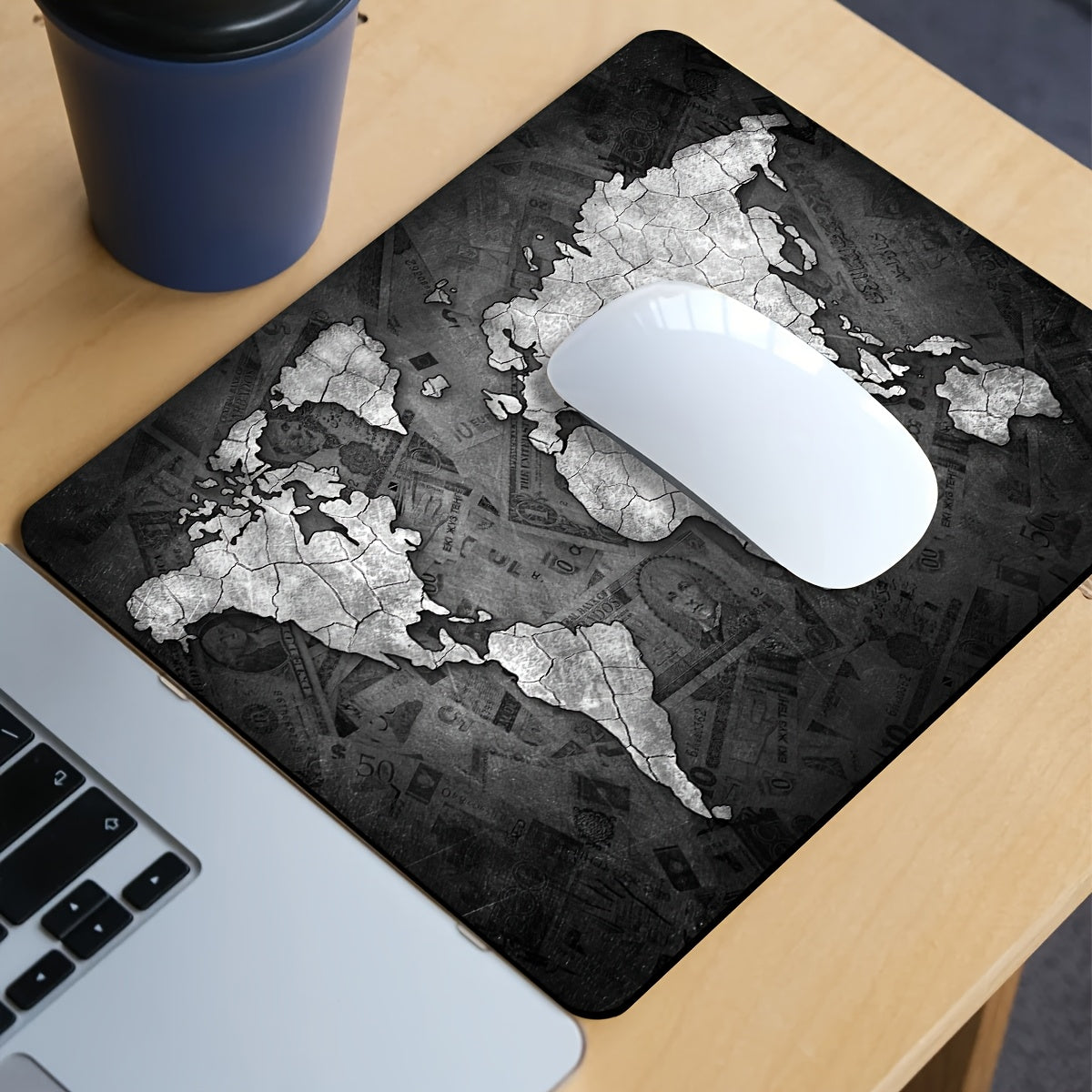 Extra-Large Gaming Mouse Pad with World Map Design Non-Slip Rubber Base and Stitched Edges
