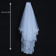 Women's White Head Veil with Comb and Sequins Edge for Wedding Bridal Accessories