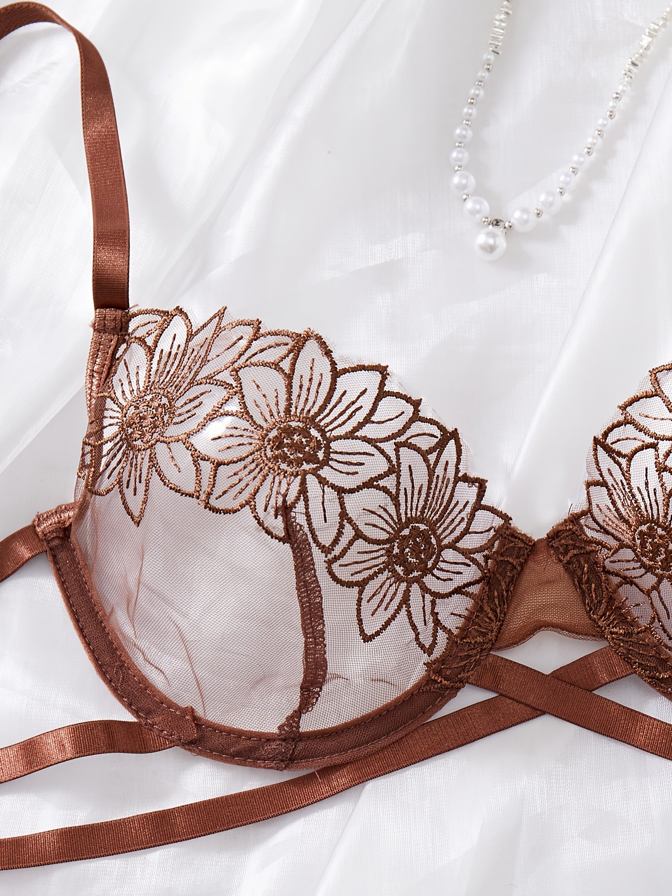 Women's Lingerie Set Satin Lace Bra and Panty Pack of 2