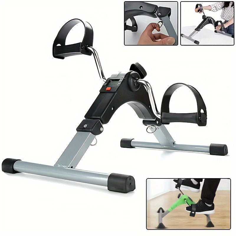 Home Office Folding Step Machine for Leg Fitness Mini Exercise Bike Grey