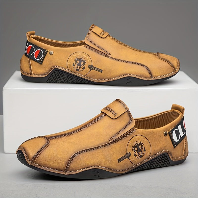 Men's Leather Loafers Slip-On Casual Shoes for Spring Summer Fall Solid Color