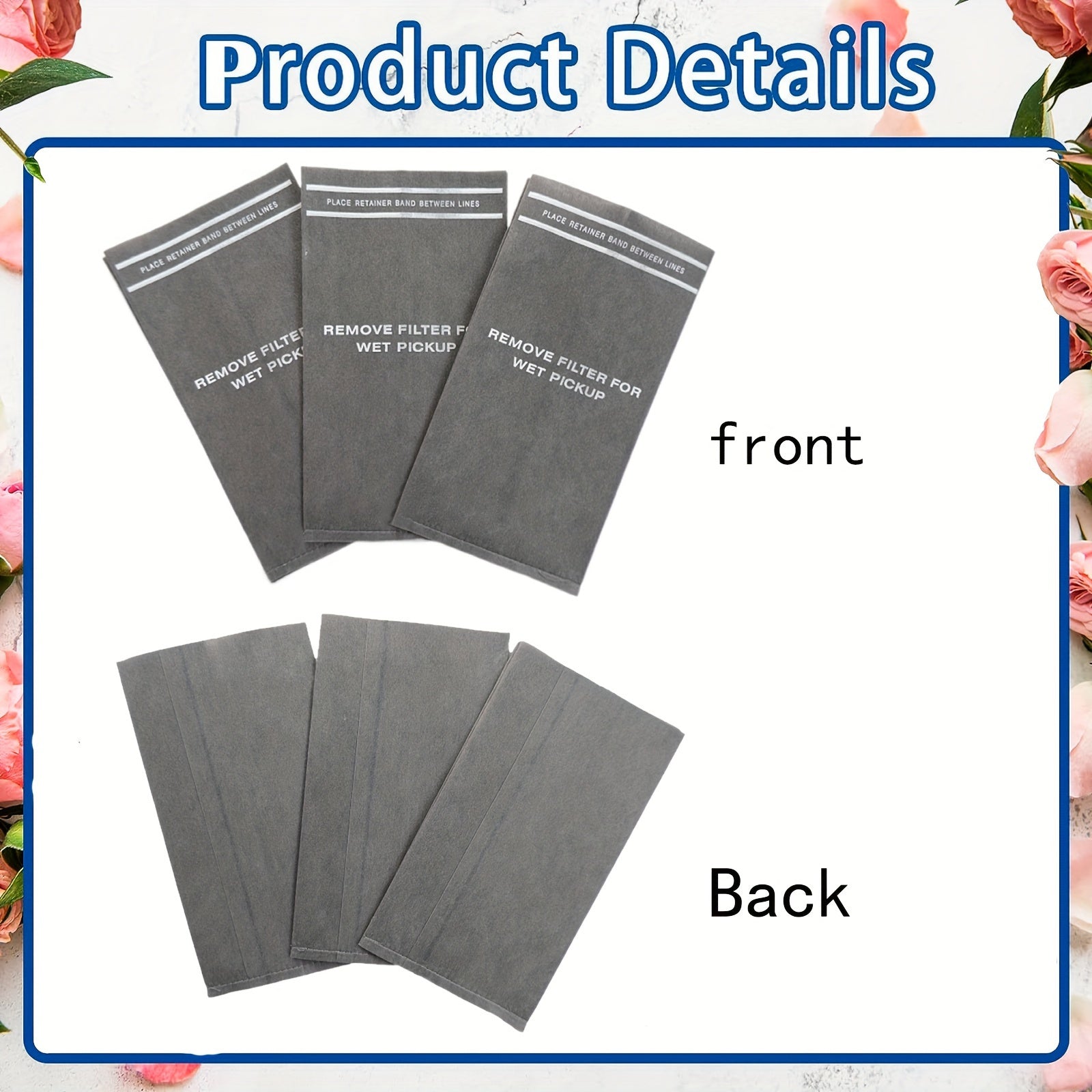 3-Pack Replacement Cloth Filter Bags for Wet Dry Vacuums 7.57-9.46L with Retaining Band