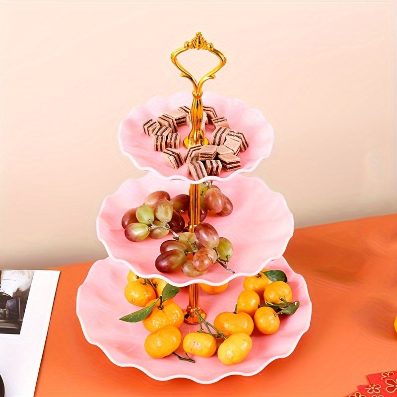 Plastic 3-Tier Cake Stand Holiday Candy Tray Fruit Basket for Events